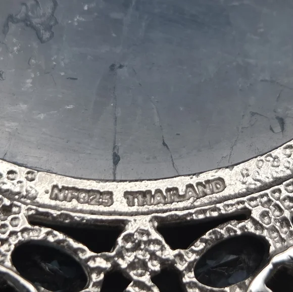 S/S Filigree Pendant Necklace with Blue Center And Multicolor Accent Stones - Picture 4 of 6